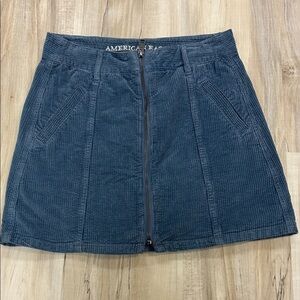 American Eagle Outfitters Women's Dark Blue Corduroy Mini Skirt